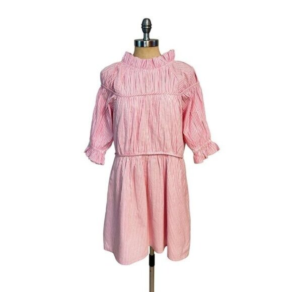 Elizabeth Wilson Designs Liesel Pink Stripe Cotton Dress Size Medium - Picture 1 of 5